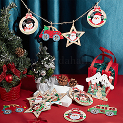 22Pcs 11 Style Christmas Theme Natural Wood Big Pendants&nbsp;WOOD-CA0001-51