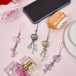 4Pcs Acrylic & Glass Mobile Straps&nbsp;HJEW-DR00060