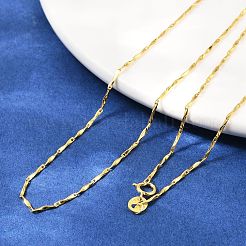 925 Sterling Silver Twisted Bar Link Chain Necklaces&nbsp;NJEW-H056-01B-G