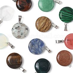 12Pcs 12 Styles Natural & Synthetic Mixed Gemstone Pendants&nbsp;G-FS0005-91