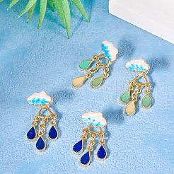 2 Pairs 2 Colors Teardrop Alloy Enamel Dangle Stud Earrings for Women&nbsp;EJEW-TA0001-49A