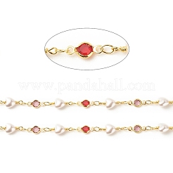 Brass Glass Flat Round Link Chains&nbsp;CHC-E024-13G