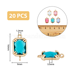 20Pcs 5 Colors Brass Glass Connector Charms&nbsp;GLAA-DC0001-14