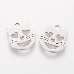 Non-Tarnish 201 Stainless Steel Kitten Charms&nbsp;STAS-Q201-T111