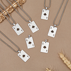 8Pcs Heart Playing Card Stainless Steel Enamel Pendant Necklaces&nbsp;NJEW-FH0001-11A