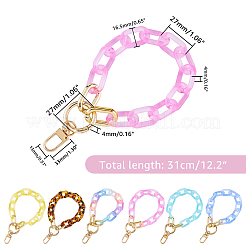 6Pcs 6 Colors Transparent Acrylic Cable Chain Wristlet Straps&nbsp;HJEW-FH0001-24