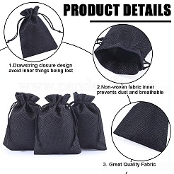 Polyester Imitation Burlap Packing Pouches Drawstring Bags&nbsp;ABAG-BBC0001-02B-02