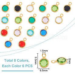 8 Color 304 Stainless Steel with Glass Charms&nbsp;STAS-UN0048-44A