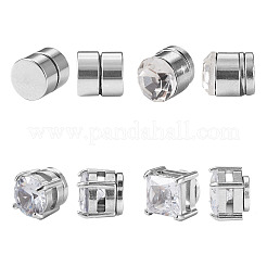 8Pcs 4 Style Clear Cubic Zirconia Flat Round Clip-on Earrings&nbsp;EJEW-TA0001-15