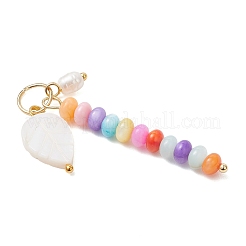 Natural Freshwater Shell Dyed Rondelle Beaded Pendants&nbsp;PALLOY-JF04742