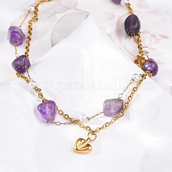 Bohemia Style 304 Stainless Steel Cable Chain Multi-strand Bracelets&nbsp;BJEW-Z088-01C-G
