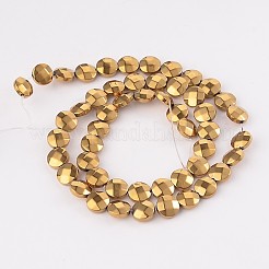 Electroplated Non-magnetic Synthetic Hematite Flat Round Bead Strands&nbsp;G-L368-06E