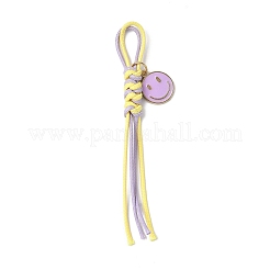 6Pcs Korean Waxed Polyester Cord & Alloy Enamel Smiling Face Pendant Decorations for Bag Ornaments&nbsp;HJEW-JM04416