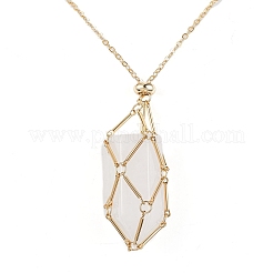 Brass Macrame Pouch Empty Stone Holder for Pendant Necklaces Making&nbsp;NJEW-JN04440-02