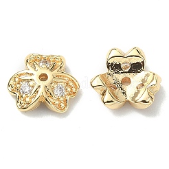 Brass Pave Clear Cubic Zirconia Bead Caps&nbsp;KK-B072-20G
