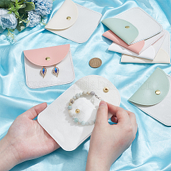 8Pcs 4 Colors PU Leather Jewelry Envelope Pouches Gift Bags with Snap Button and Clear Window&nbsp;ABAG-PH0001-62A