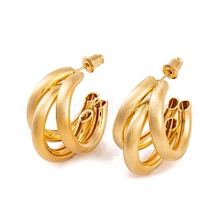 C-Shaped Brass Multi-Strand Half Hoop Stud Earrings for Women&nbsp;LS-EJEW-G391-05G