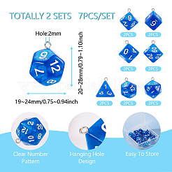 2 Sets Resin Polyhedral Dice Pendants Set&nbsp;RESI-TA0003-18C