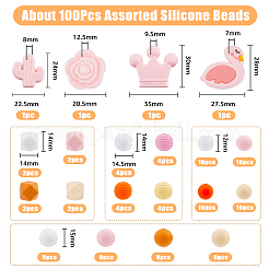 100Pcs 20 Style Food Grade Eco-Friendly Silicone Beads&nbsp;SIL-DC0001-47