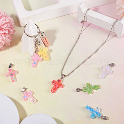 15Pcs Luminous Resin Sequins Pendants&nbsp;RESI-TA0004-20B