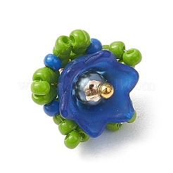 Handmade Nylon Wired Glass Beaded Pendants with Acrylic Beads Caps and Brass Beads&nbsp;PALLOY-MZ00509-03