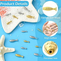 16Pcs 4 Styles 304 Stainless Steel Beads&nbsp;STAS-CJ0003-53