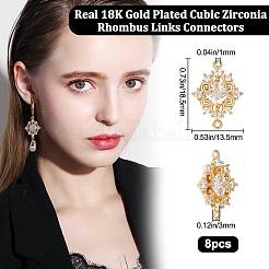 8Pcs Brass Clear Cubic Zirconia Connector Charms&nbsp;ZIRC-BBC0001-37