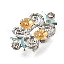 Brass Crystal Rhinestone Flower Multi-Strands Links&nbsp;KK-P306-17P