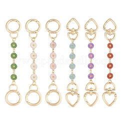 3Pcs 3 Colors Alloy Enamel Flower Link Bag Extender Chains&nbsp;HJEW-YW00098-01