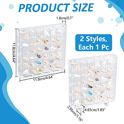 2Pcs 2 Styles Square Transparent Acrylic Shell Bead Containers with Magnetic Lid&nbsp;CON-WR0001-19