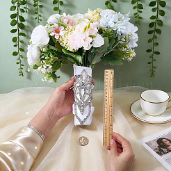 Brass & Polyester & Rhinestone Flower Bouquet Ribbon&nbsp;DIY-FG0010-31