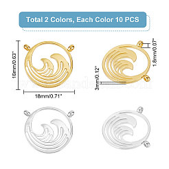 20Pcs 2 Colors 304 Stainless Steel Pendants&nbsp;STAS-UN0044-38