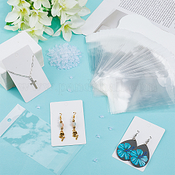 100Pcs Rectangle Paper One Pair Earring Display Cards&nbsp;CDIS-SC0001-14