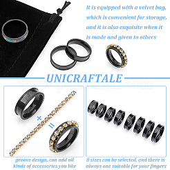 24Pcs 8 Size 201 Stainless Steel Grooved Finger Ring Settings&nbsp;STAS-UN0041-46EB