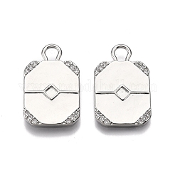 Brass Micro Pave Clear Cubic Zirconia Pendant Cabochon Settings&nbsp;KK-C005-11P