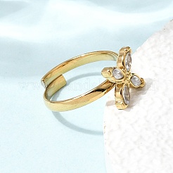304 Stainless Steel Cubic Zirconia Finger Rings&nbsp;RJEW-C169-01G-03
