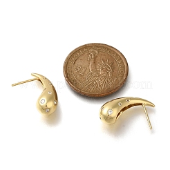 Rack Plating Teardrop Brass Micro Pave Clear Cubic Zirconia Stud Earrings&nbsp;EJEW-H143-18G