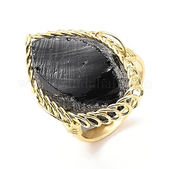 Natural Obsidian Horse Eye Wrapped Adjustable Ring&nbsp;G-D458-03G-03-RS