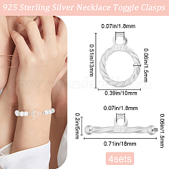4Pcs 925 Sterling Silver Toggle Clasps&nbsp;STER-BBC0007-48B