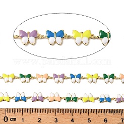 Brass Enamel Butterfly Link Chains&nbsp;CHC-F021-03G-01