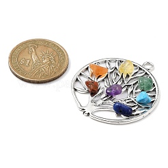 7 Chakra Mixed Gemstone Chip Pendants&nbsp;PALLOY-JF02406-01