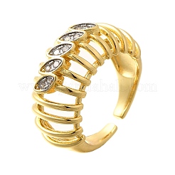 Brass Micro Pave Clear Cubic Zirconia Cuff Rings&nbsp;RJEW-U035-09GP