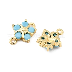 Brass with Glass Connector Charms&nbsp;KK-G542-08G