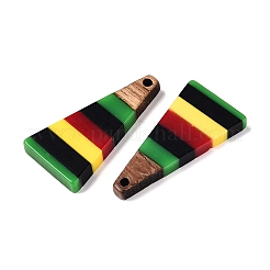 Jamaican Colour Epoxy Resin & Walnut Wood Pendants&nbsp;RESI-N039-122L