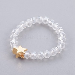 Electroplate Glass Beads Stretch Finger Rings&nbsp;RJEW-JR00238-M