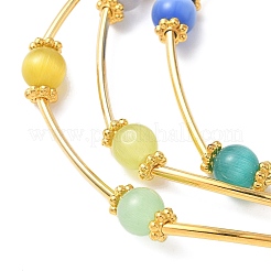 Cat Eye Round Beads Multi-strand Bracelets for Women&nbsp;BJEW-JB12338-03