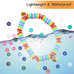 10 Strands 5 Colors Flat Round Handmade Polymer Clay Beads&nbsp;CLAY-SZ0002-01