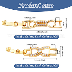8Pcs 2 Styles Rack Plating Brass Clear Cubic Zirconia Watch Band Clasps&nbsp;ZIRC-PH0001-47