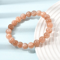 8MM Natural Sunstone Round Beaded Stretch Bracelets for Women&nbsp;GG-CBA3F02-11A