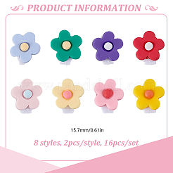 16Pcs 8 Colors Flower Resin & Plastic Shoelace Buckle Clips&nbsp;HJEW-HY00150